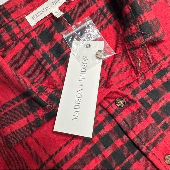 NWT | Madison + Hudson | Plaid Shirt Dress | Black/Red | Medium - Picture 11 of 12